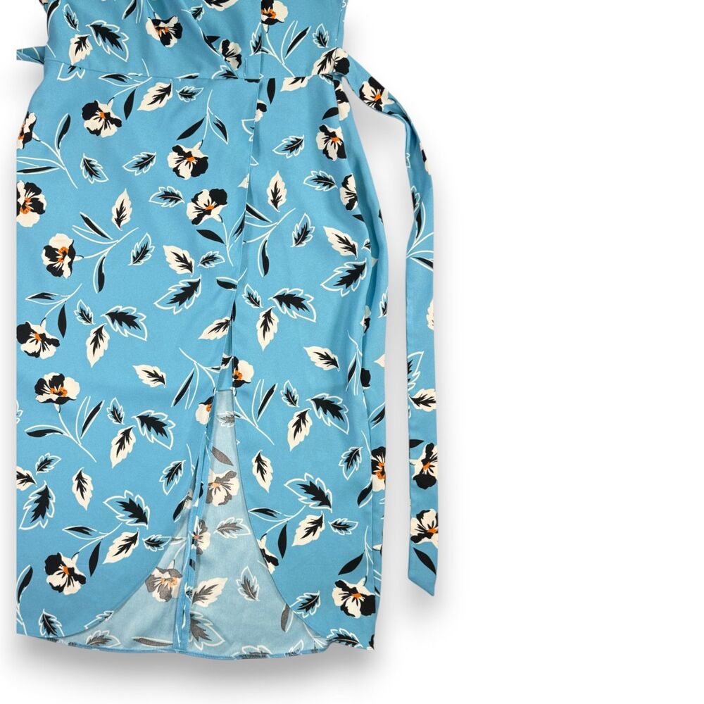 River Island | Ice Blue High Neck Dress | Black and White Floral | Sz 10 - Picture 4 of 7